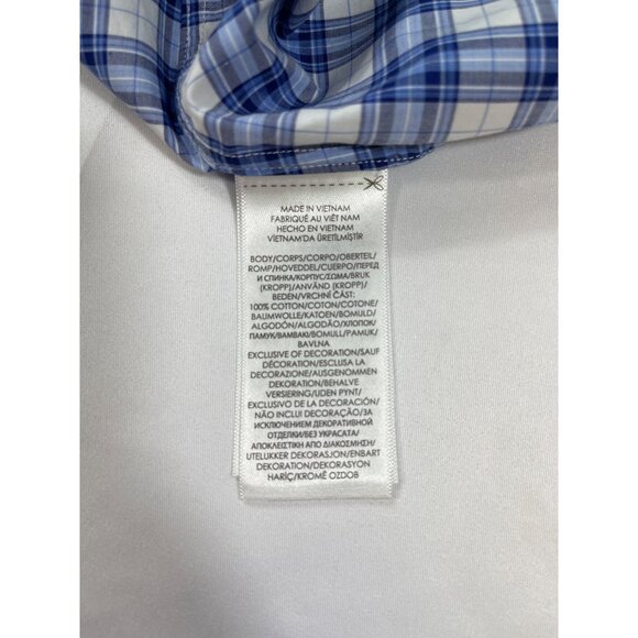 Ralph Lauren SKU 7540 Mens Blue and White Plaid Dress Shirt Size L - Picture 12 of 13
